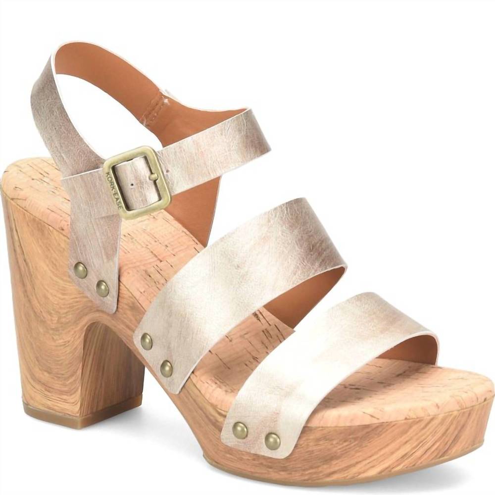 NEW KORK-EASE della slingback platform sandal in light gold - Picture 2 of 5